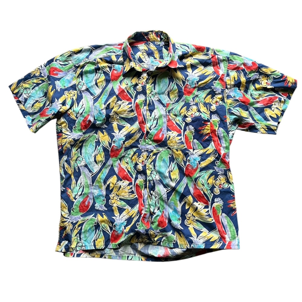 Jack Lipson Signature Tropical Print Men's Large Shirt Hawaiian Beach Birds